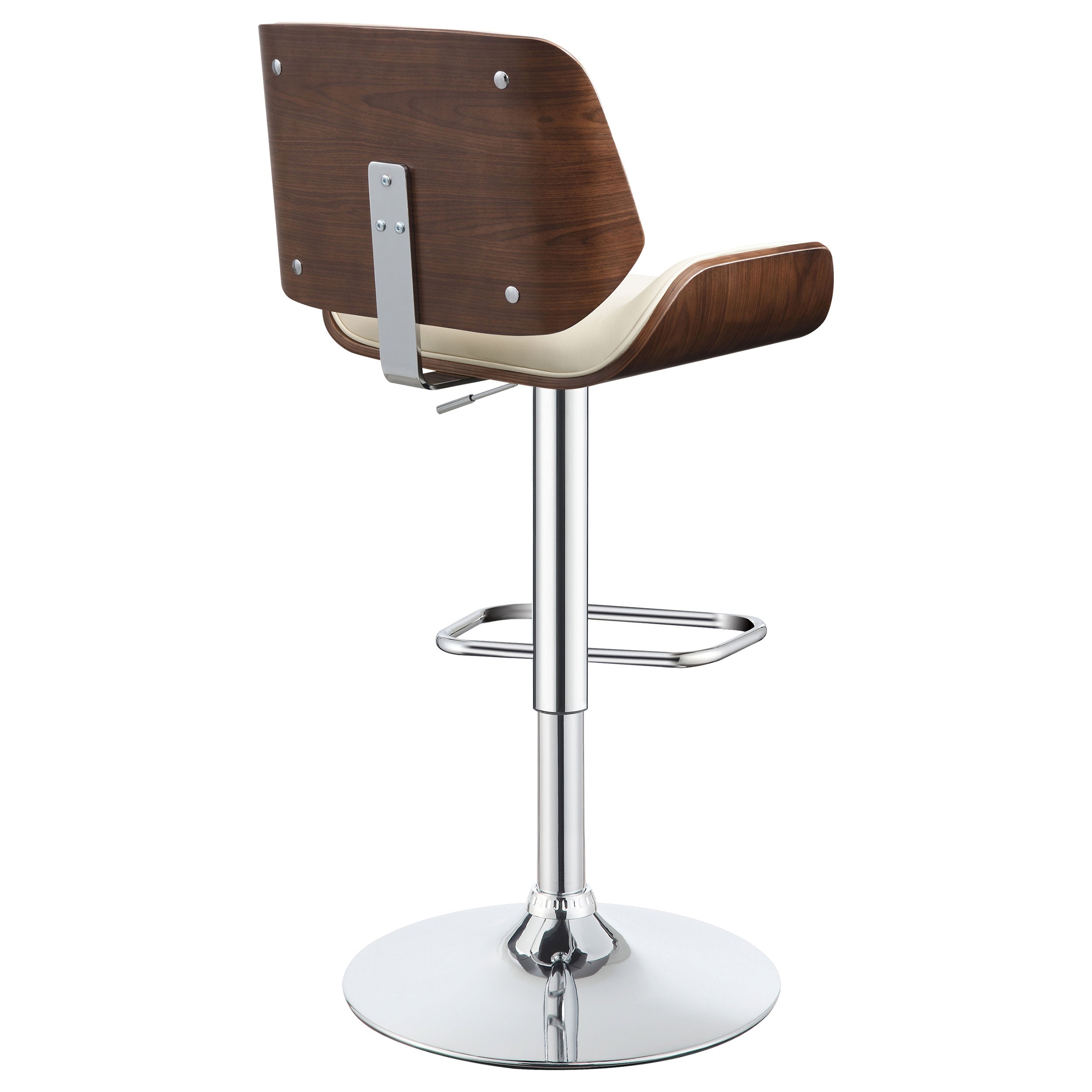 Folsom Upholstered Adjustable Bar Stool Black / Ecru and Chrome