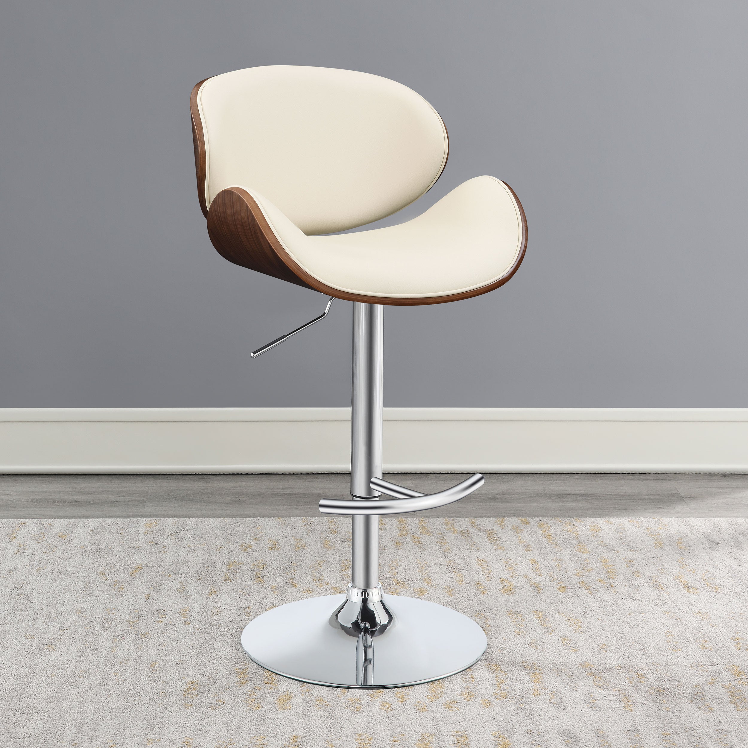 Harris Adjustable Bar Stool Black / Ecru and Chrome