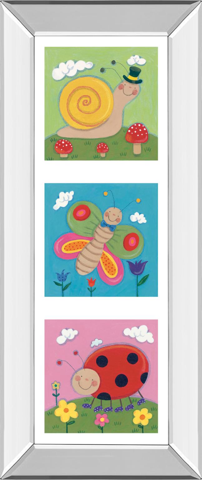 Mirrored Frame Garden Party I By Sophie Harding 18X42 Mirror Frame Print