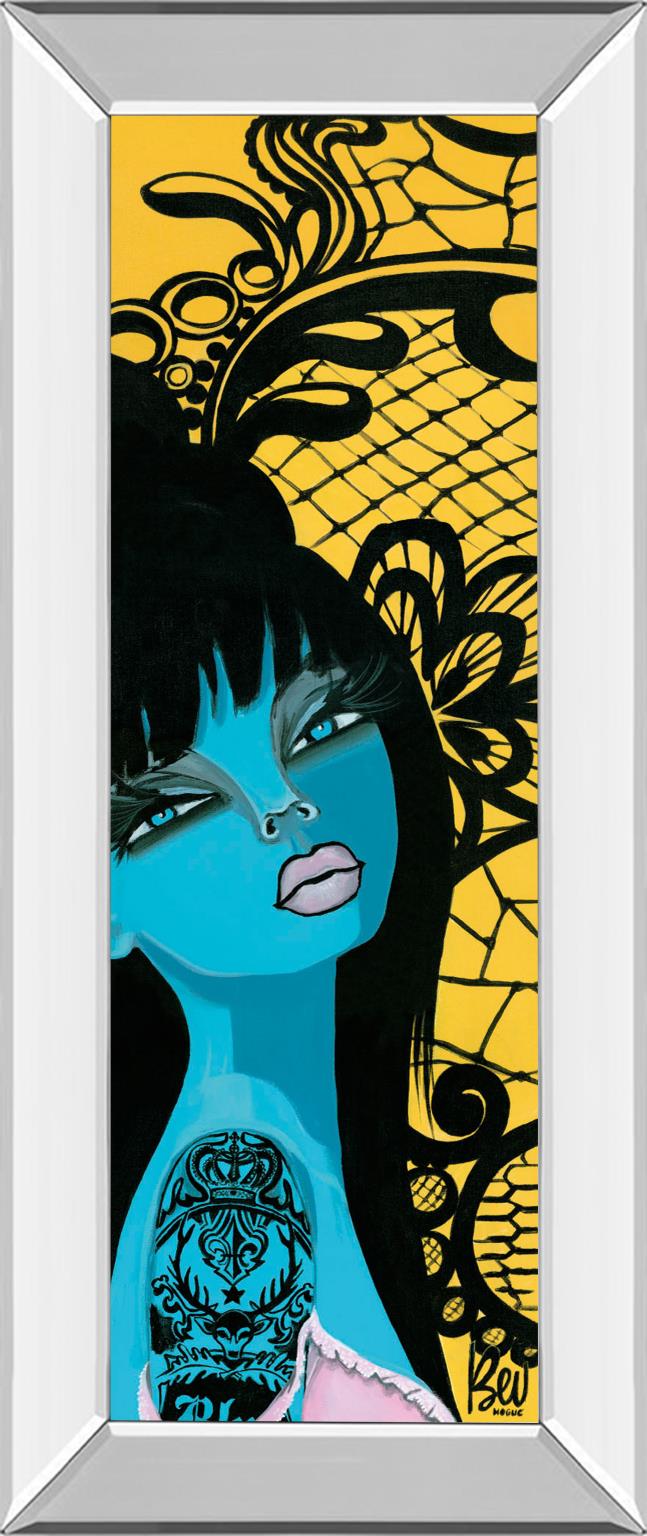 Mirrored Frame Ink Chiffon I By Bev Hogue 18X42 Mirror Frame Print