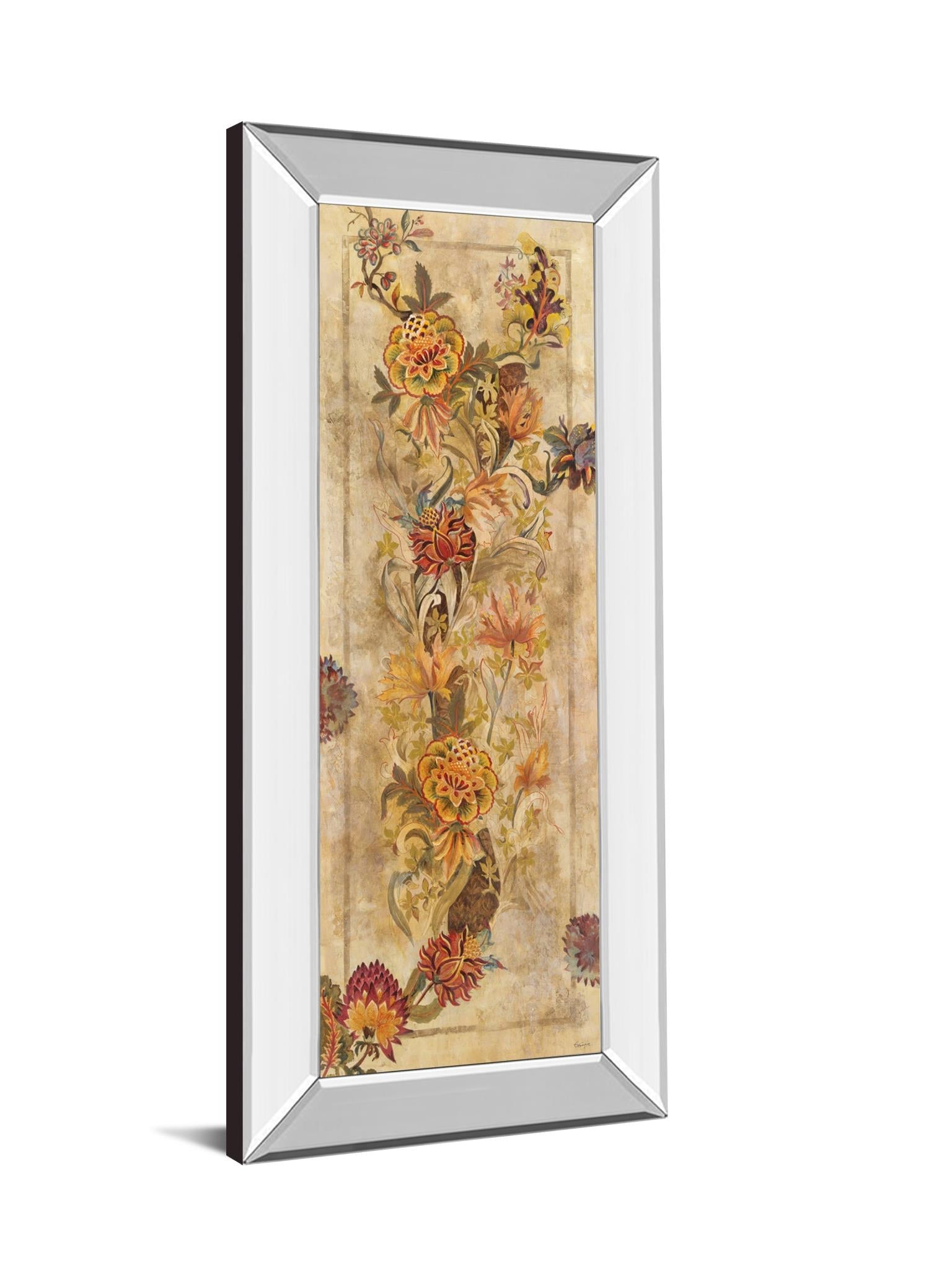 Mirrored Frame Fleur Delicate Ii By Georgie 18X42 Mirror Frame Print
