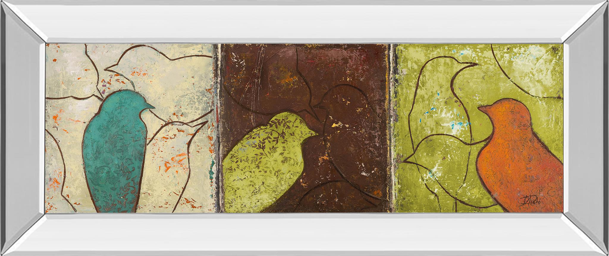 Mirrored Frame Lovely Birds Ii By Patricia Pinto 18X42 Mirror Frame Print