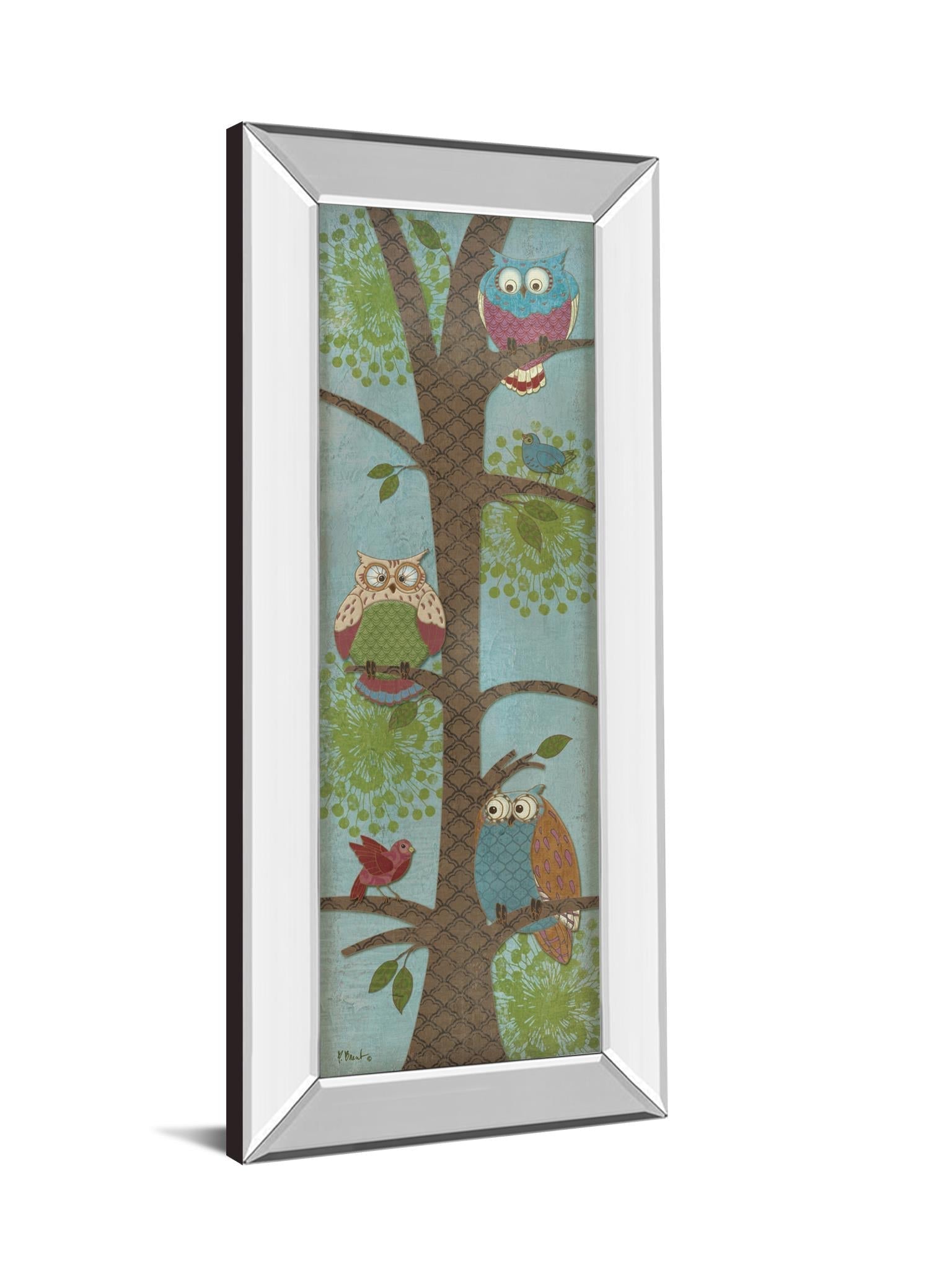 Mirrored Frame Fantasy Owls Panel Ii By Paul Brent 18X42 Mirror Frame Print
