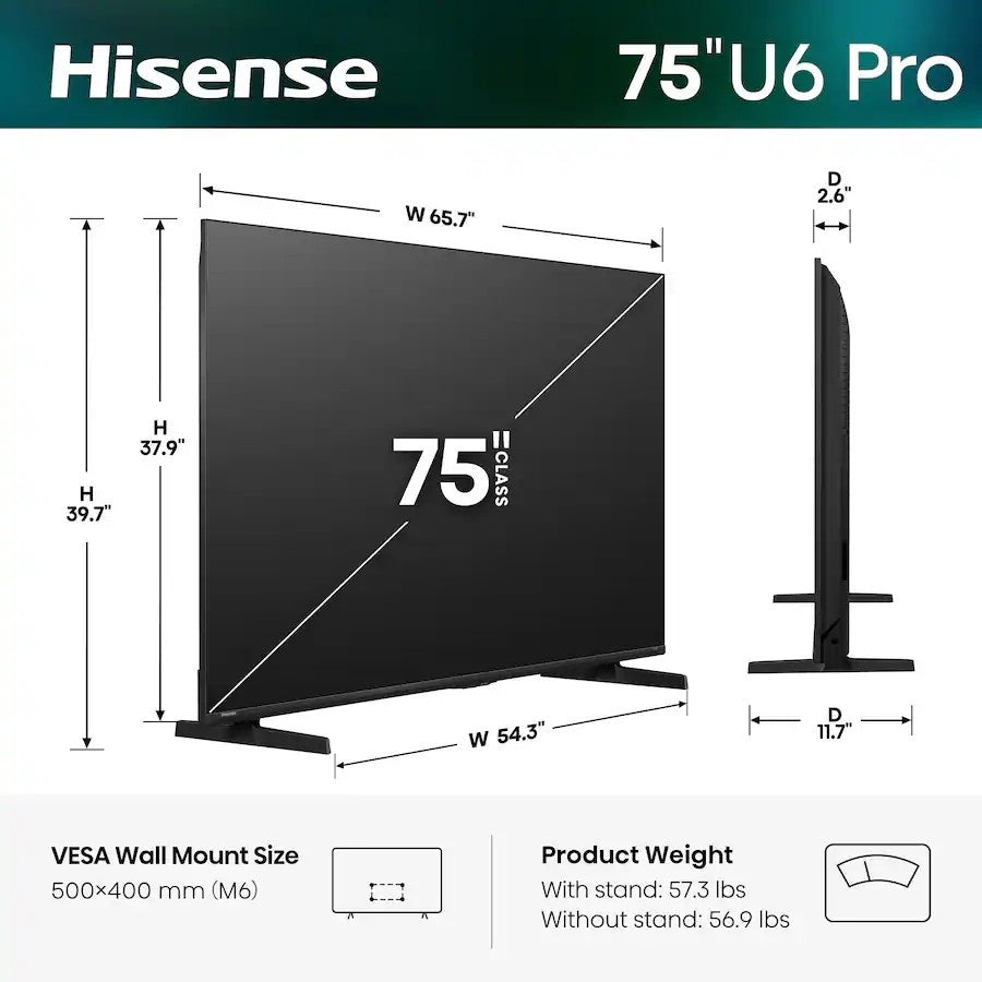 Hisense - 75" Class U6 Pro MiniLED Series QLED 4K UHD Smart Fire TV (2026)