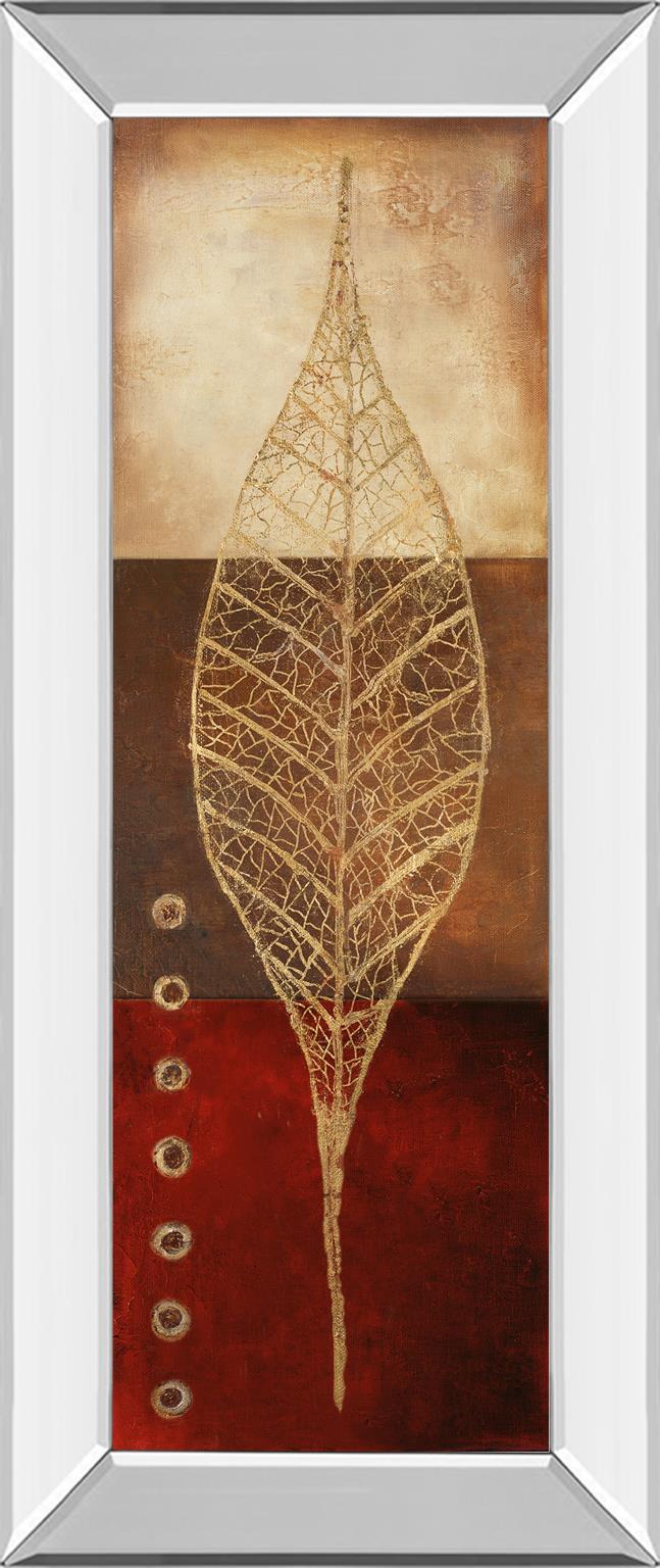 Mirrored Frame Fossil Leaves Ii By Patricia Pinto 18X42 Mirror Frame Print