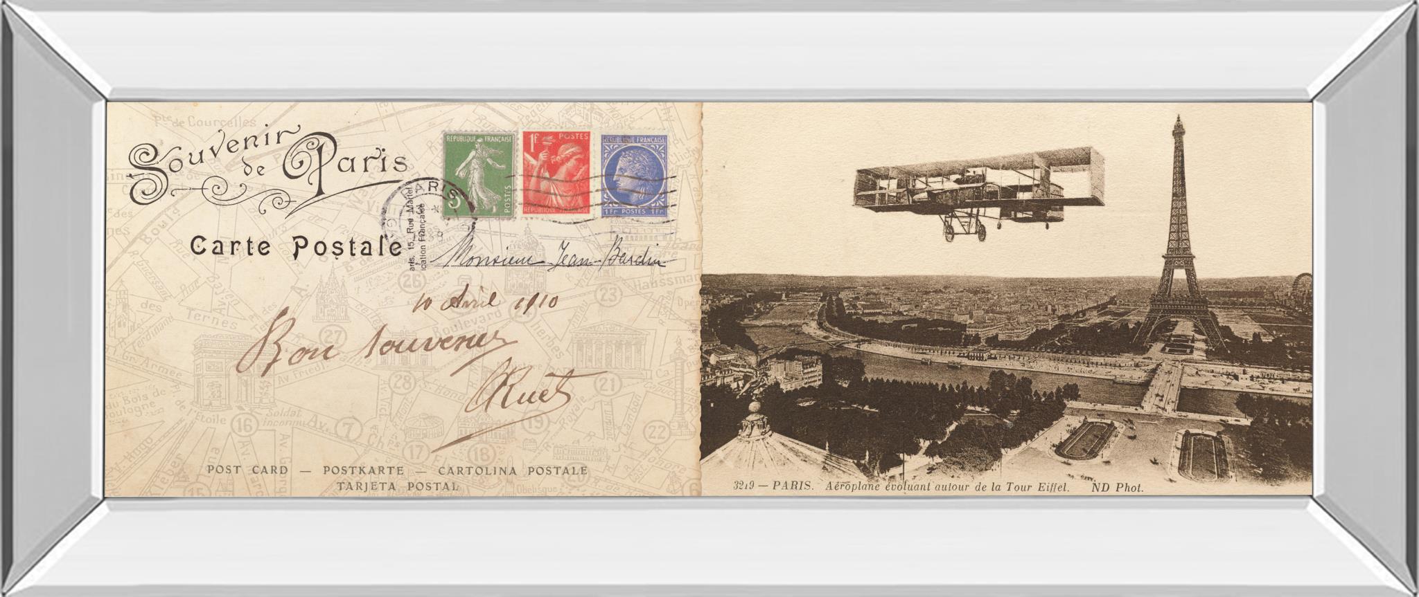 Mirrored Frame Lettre De Paris I By Wild Apple Graphics 18X42 Mirror Frame Print