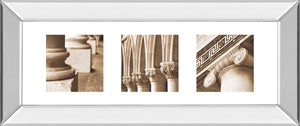 Mirrored Frame Architectual Triptych I By Tony Koukos 18X42 Mirror Frame Print