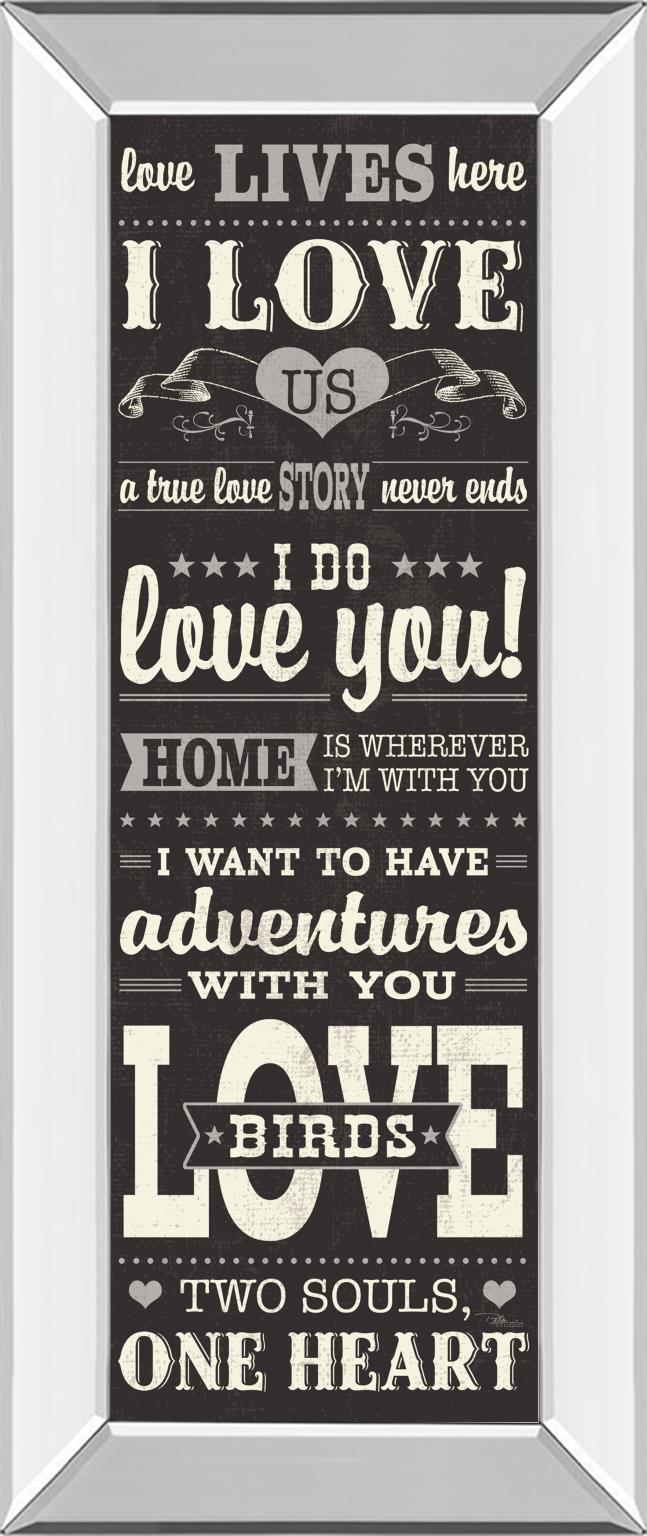 Mirrored Frame L-O-V-E Iii By Pela Studio 18X42 Mirror Frame Print