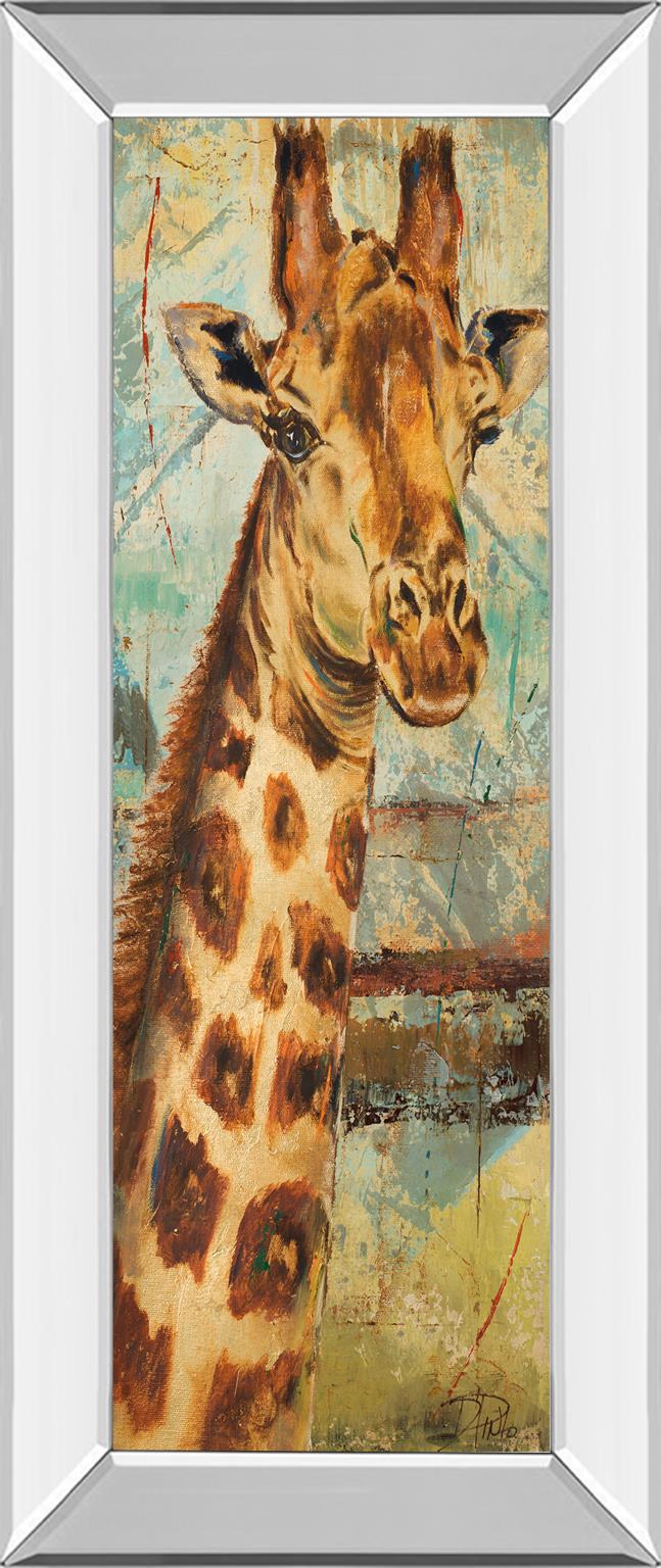 Mirrored Frame New Safari On Teal I By Patricia Pinto 18X42 Mirror Frame Print