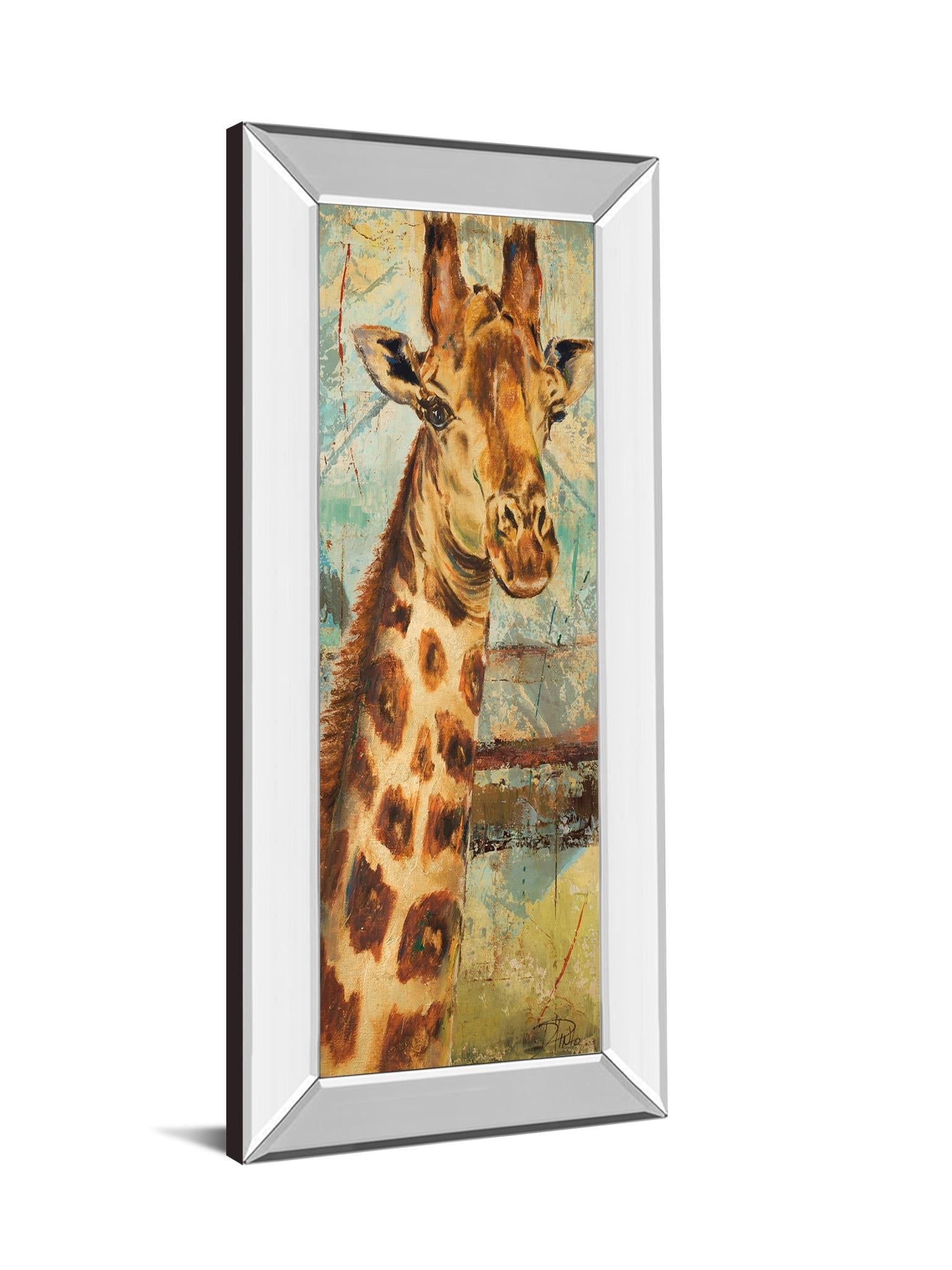 Mirrored Frame New Safari On Teal I By Patricia Pinto 18X42 Mirror Frame Print