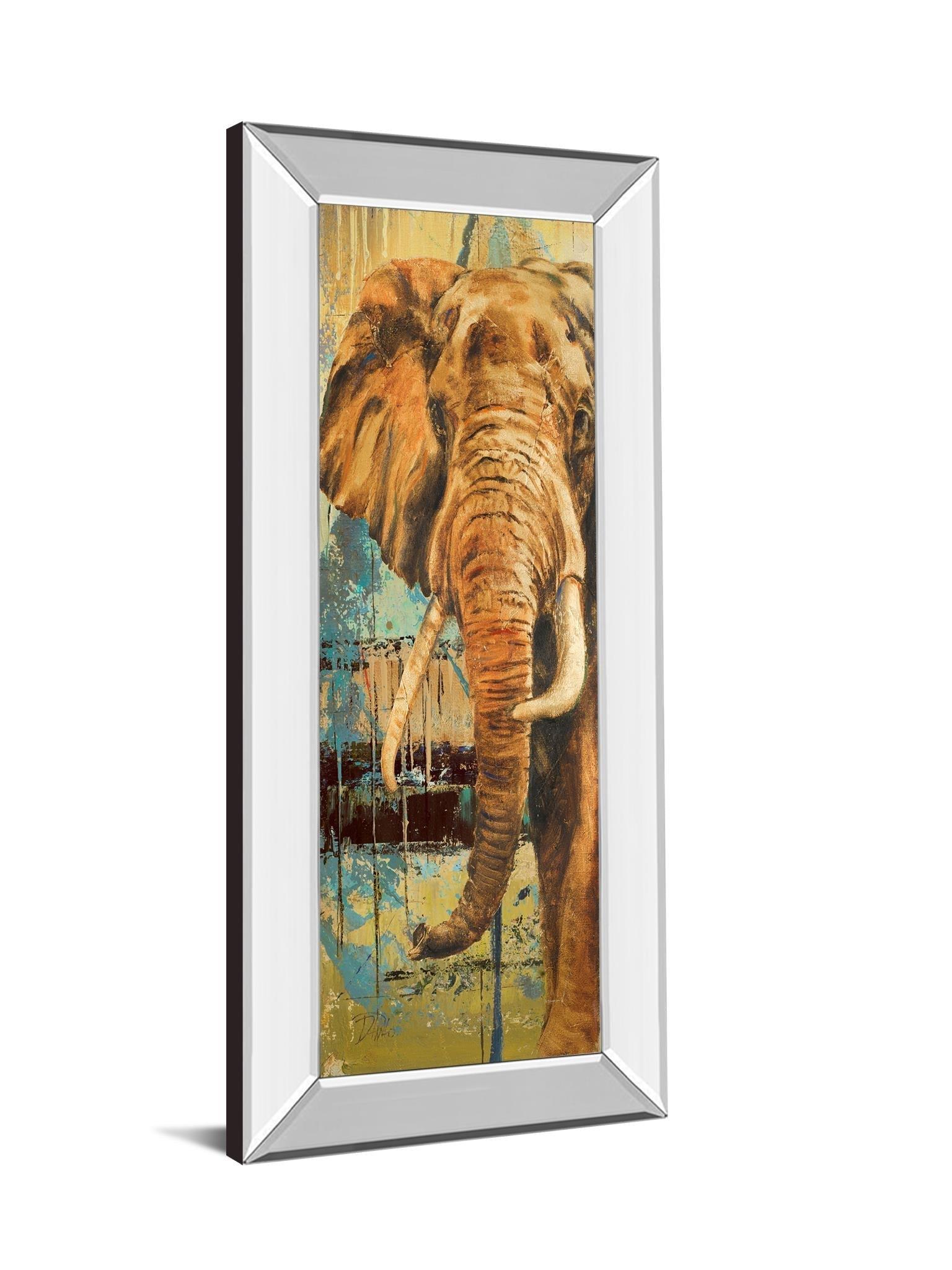 Mirrored Frame New Safari On Teal Ii By Patricia Pinto 18X42 Mirror Frame Print
