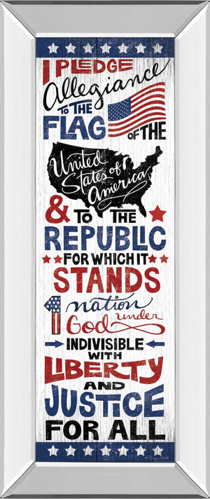 Mirrored Frame Pledge Of Allegiance By Susan Ball 18X42 Mirror Frame Print