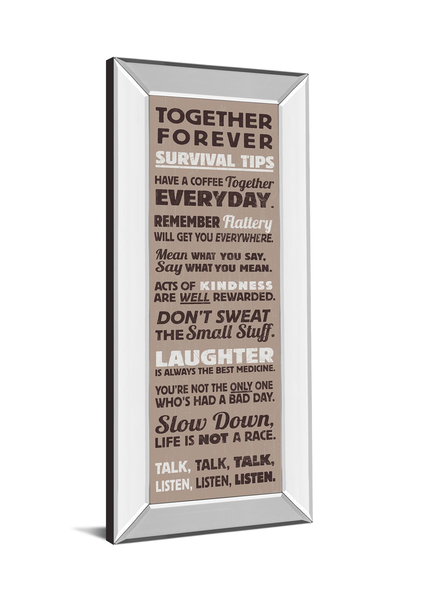 Mirrored Frame Survival Tips I By The Vintage Collection 18X42 Mirror Frame Print