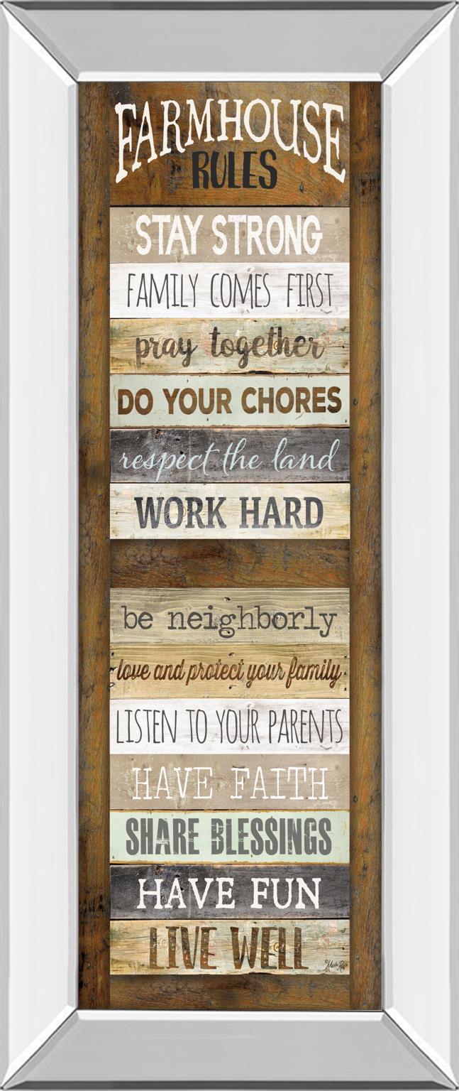 Mirrored Frame Farmhouse Rules Shutter By Marla Rae ***Monl*** 18X42 Mirror Frame Print
