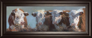 Little Bull & The Babes By Carolyne Hawley 18X42 Framed Print