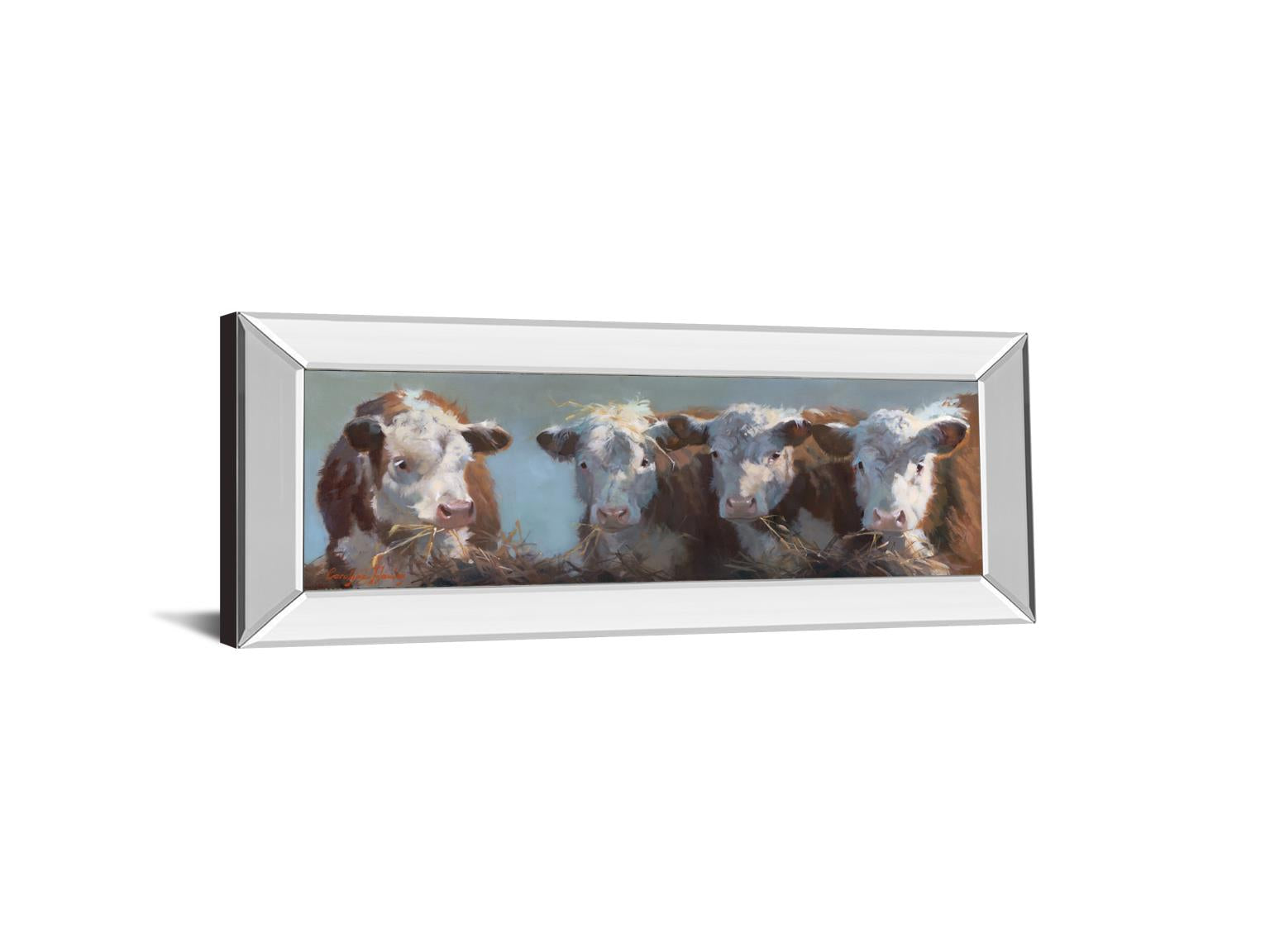 Mirrored Frame Little Bull & The Babes By Carolyne Hawley 18X42 Mirror Frame Print
