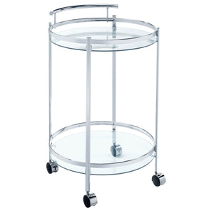 Chrissy 2-tier Round Glass Shelf Metal Bar Cart Brass