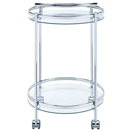Chrissy 2-tier Round Glass Shelf Metal Bar Cart Brass