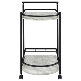 Desiree 2-tier Faux Marble Shelf Metal Bar Cart Black