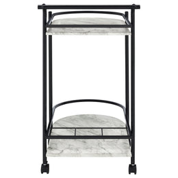 Desiree 2-tier Faux Marble Shelf Metal Bar Cart Black