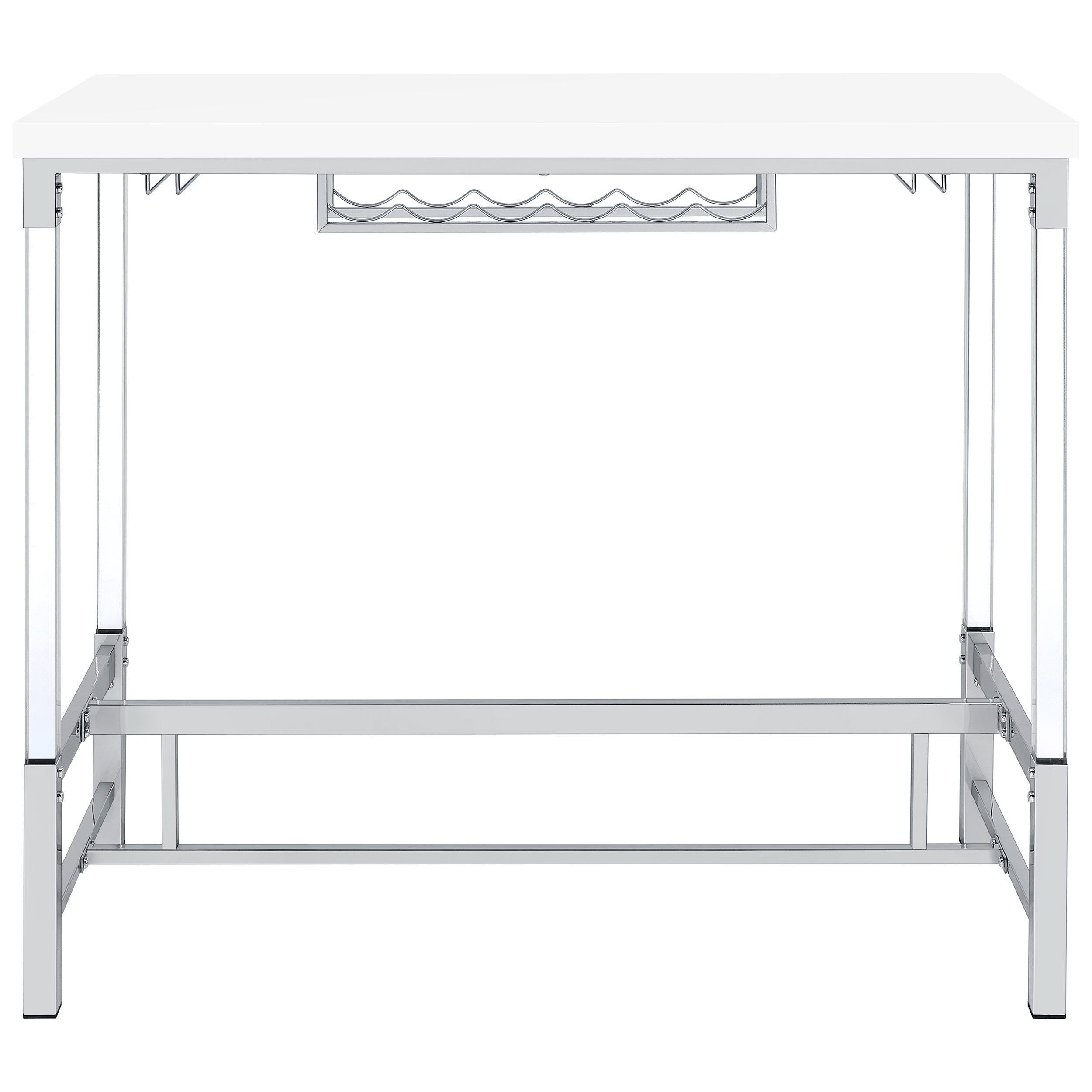 Norcrest 47-inch Acrylic Leg Bar Table White High Gloss