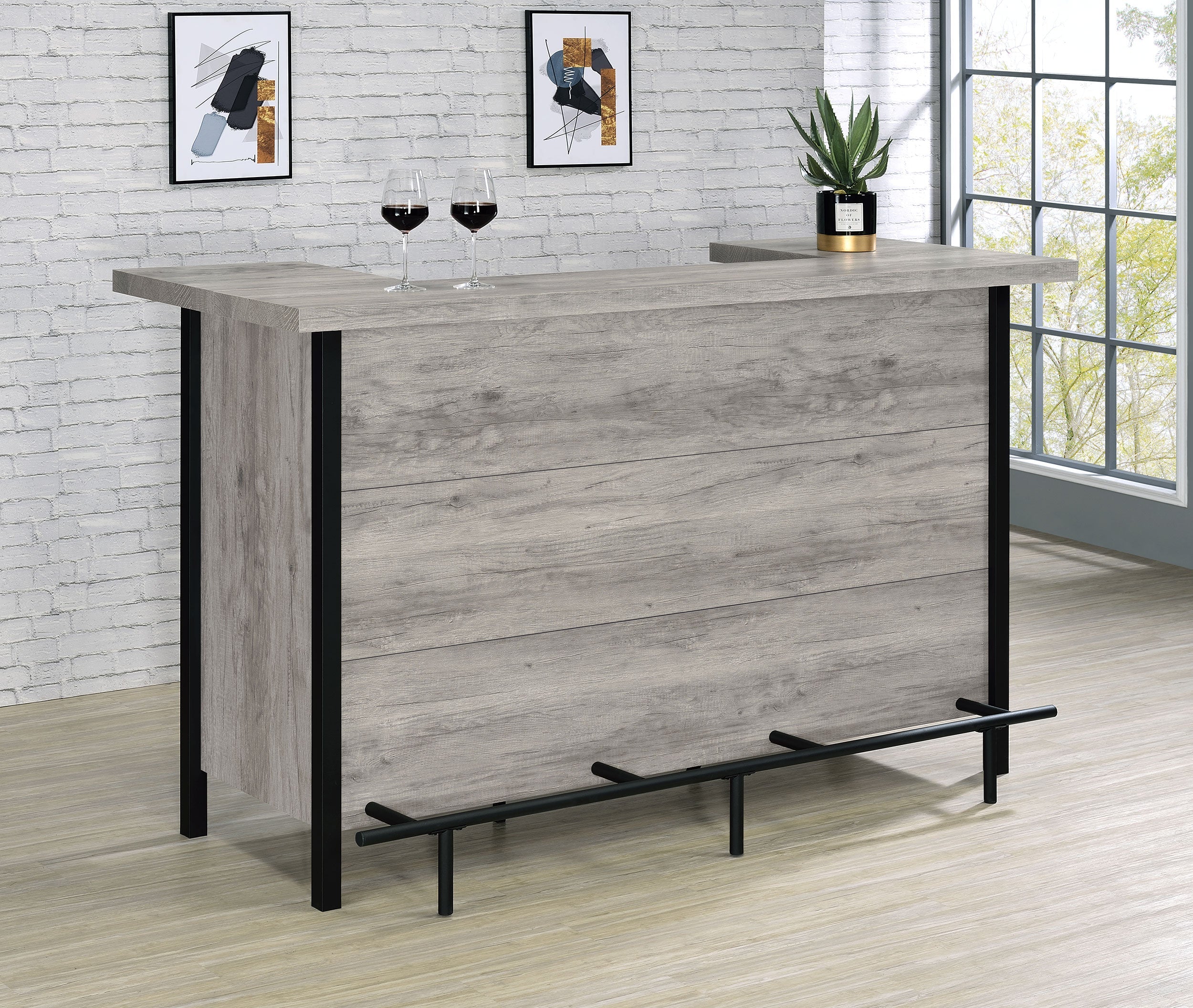 Bellemore Freestanding Home Bar Wine Cabinet Rustic Oak