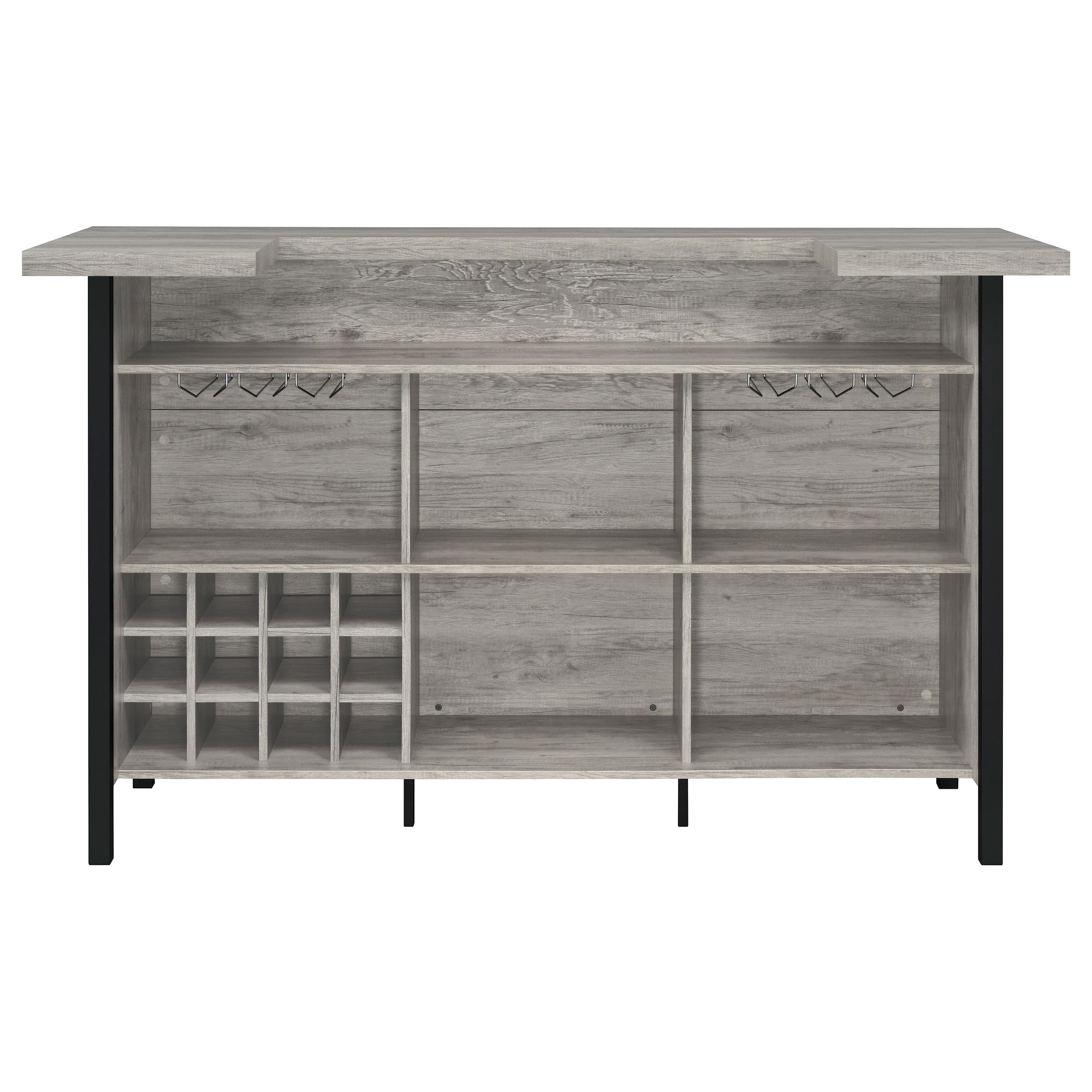 Bellemore Freestanding Home Bar Wine Cabinet Rustic Oak