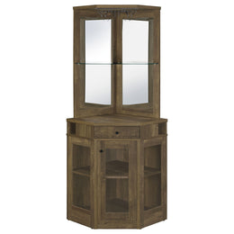 Alviso 1-drawer Corner Home Bar Wine Cabinet Rustic Oak