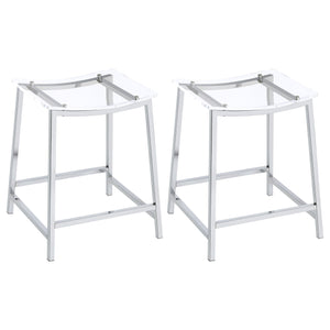 Jovani Acrylic Backless Bar Stool Chrome (Set of 2)