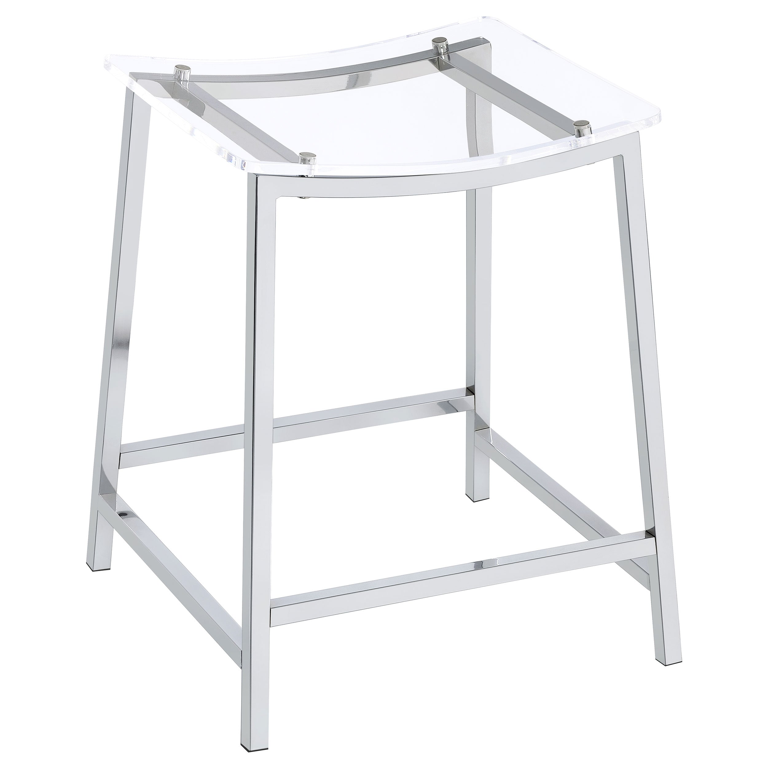 Jovani Acrylic Backless Bar Stool Chrome (Set of 2)