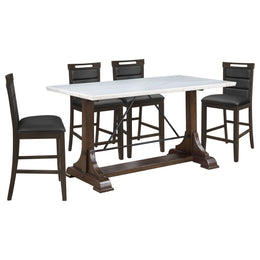Aldrich Marble Counter Height Dining Table Set White