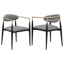 Alexis Fabric Upholstered Dining Arm Chair Beige (Set of 2)