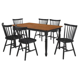 Hollyoak Rectangular Dining Set Walnut and Black