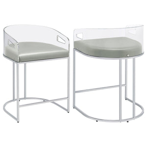 Thermosolis Clear Acrylic Bar Chair Chrome (Set of 2)