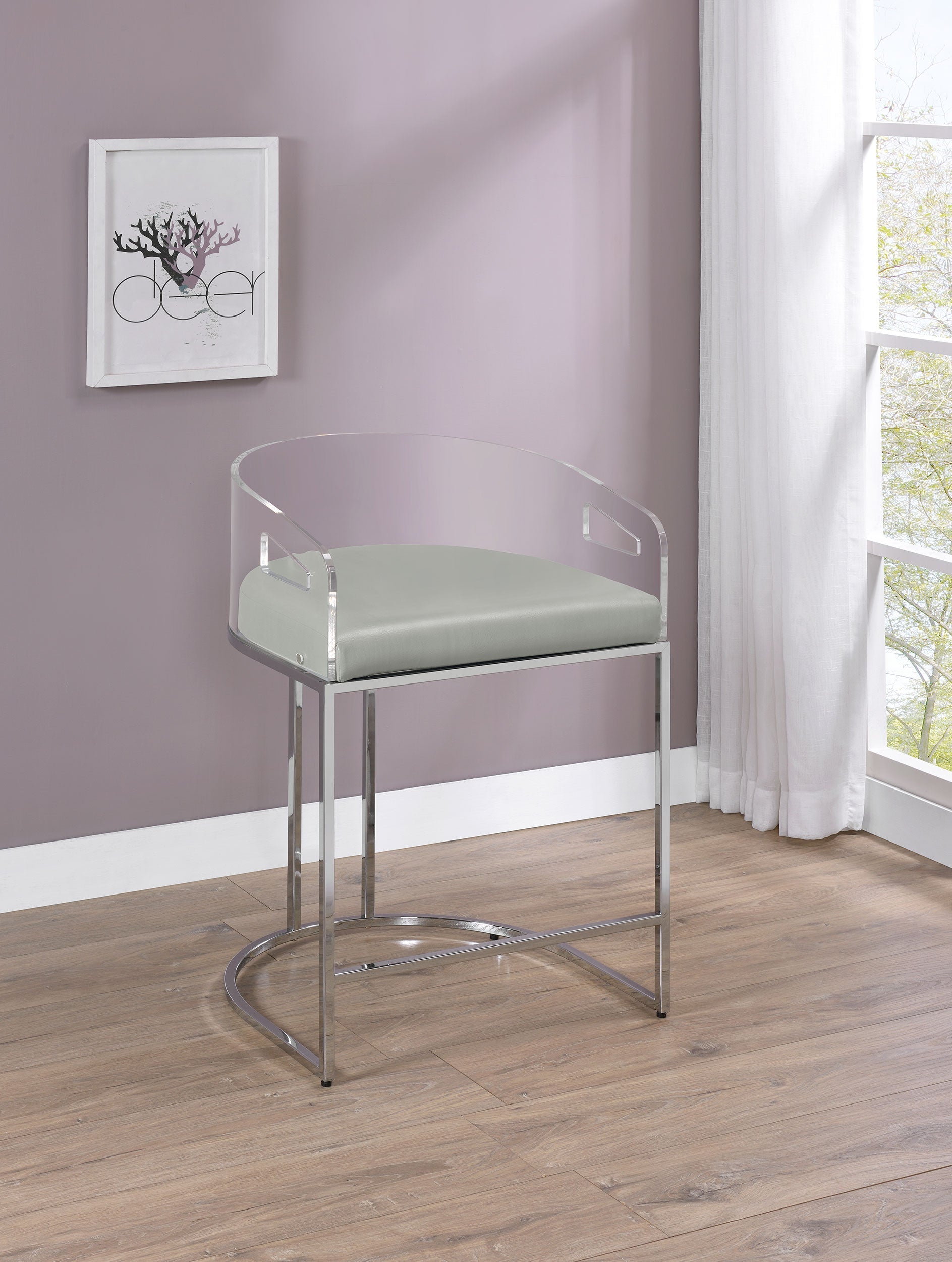 Thermosolis Clear Acrylic Bar Chair Chrome (Set of 2)