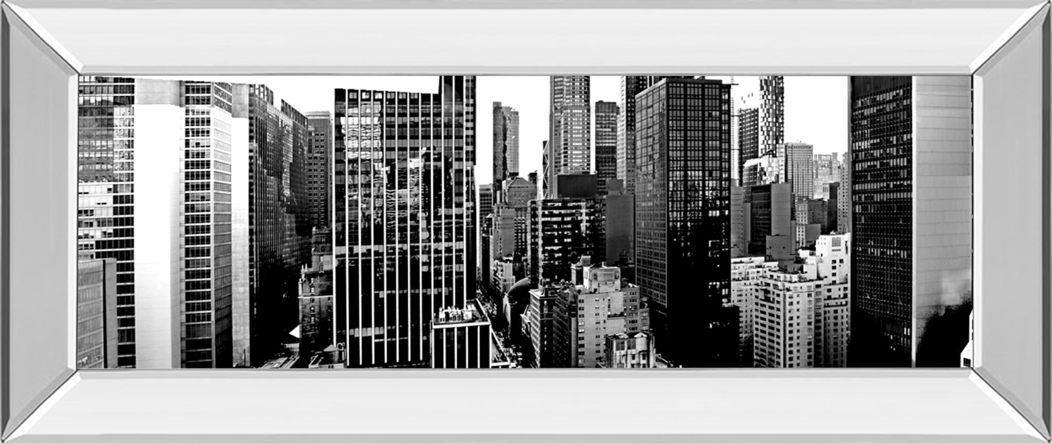 Mirrored Frame Panorama Of Nyc Vii By Jeff Pica 18X42 Mirror Frame Print