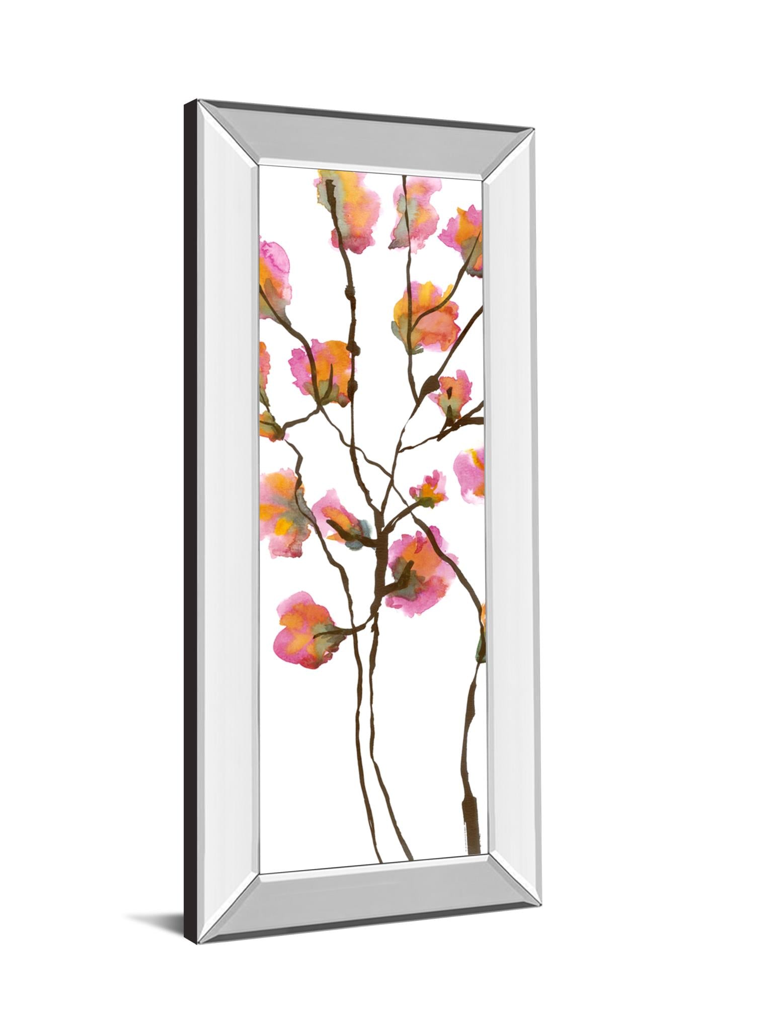 Mirrored Frame Inky Blossoms I By Deborah Velasquez 18X42 Mirror Frame Print