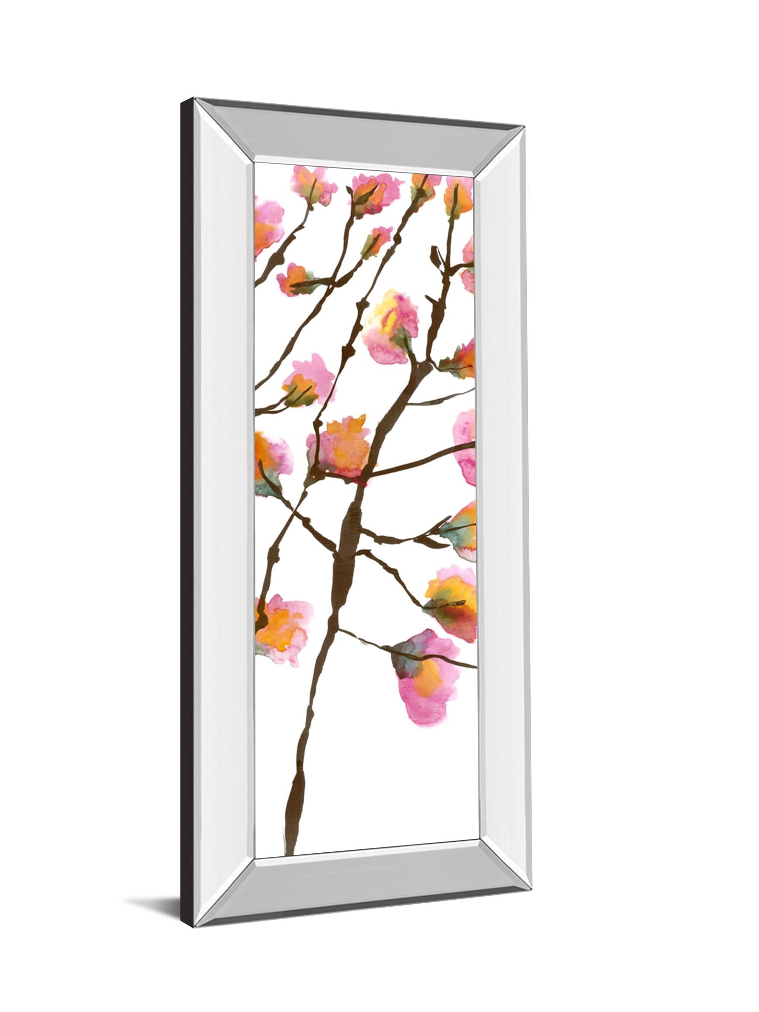 Mirrored Frame Inky Blossoms Ii By Deborah Velasquez 18X42 Mirror Frame Print