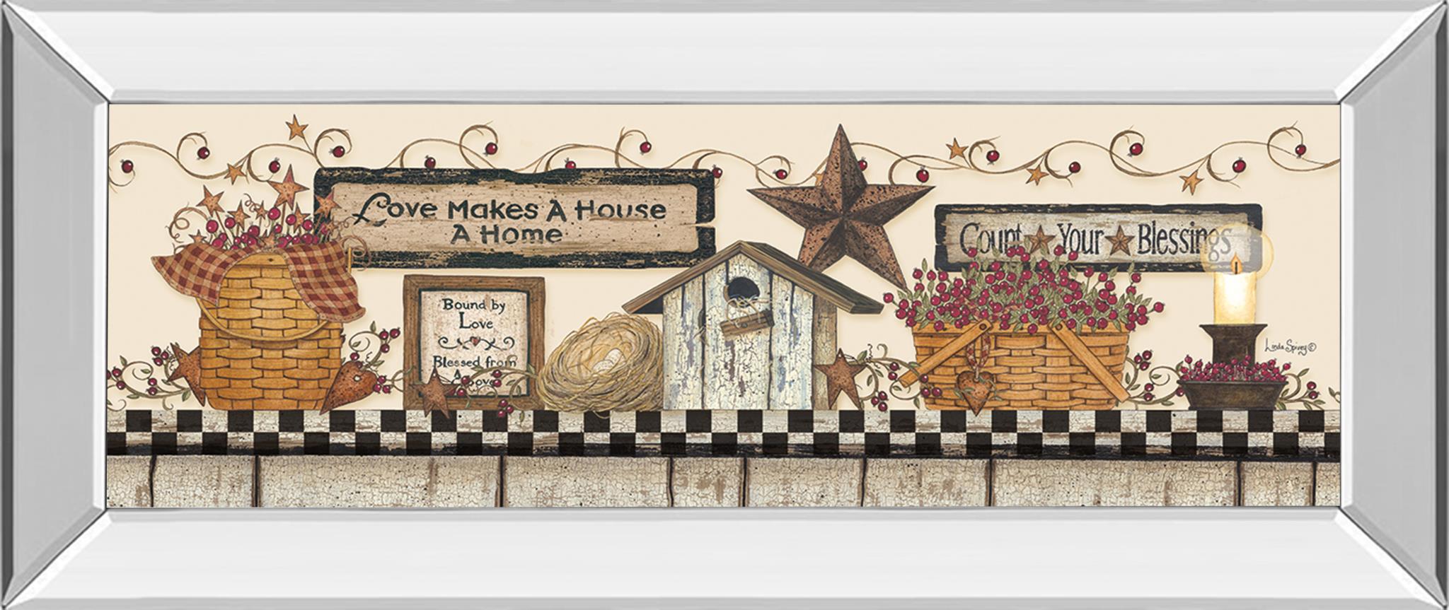 Mirrored Frame Love Makes A House A Home By Linda Spivey 18X42 Mirror Frame Print