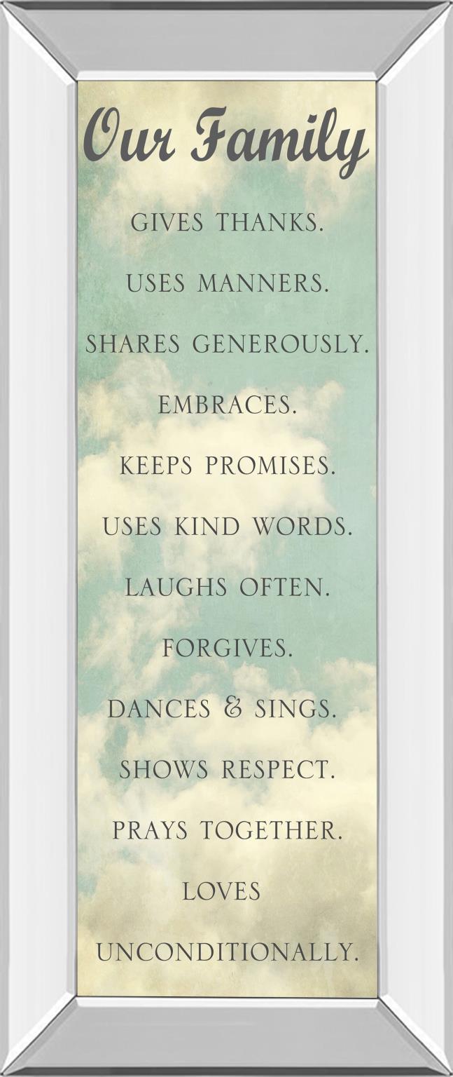 Mirrored Frame Our Family By Sarah Gardner 18X42 Mirror Frame Print