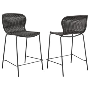 Mckinley Faux Rattan Metal Bar Chair Brown (Set of 2)