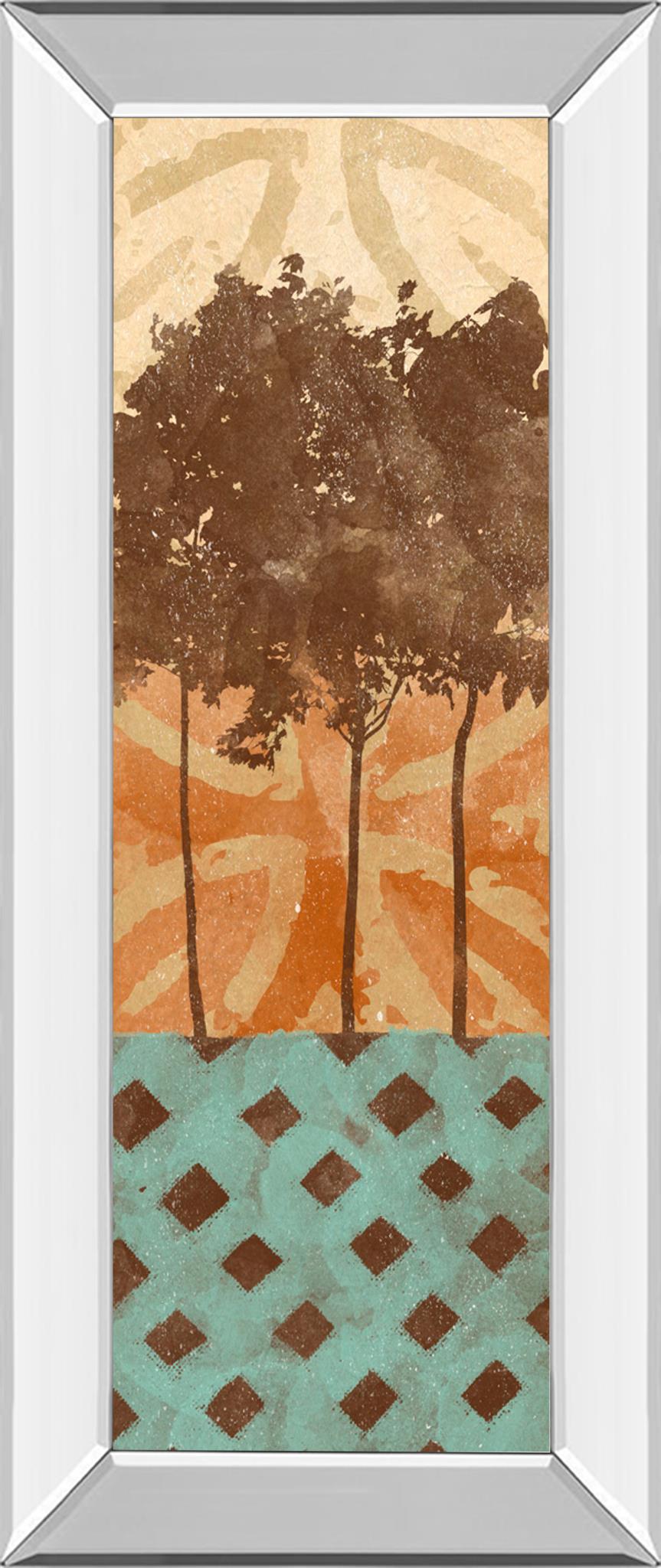 Mirrored Frame Tribal Trio I By Alonzo Saunders 18X42 Mirror Frame Print