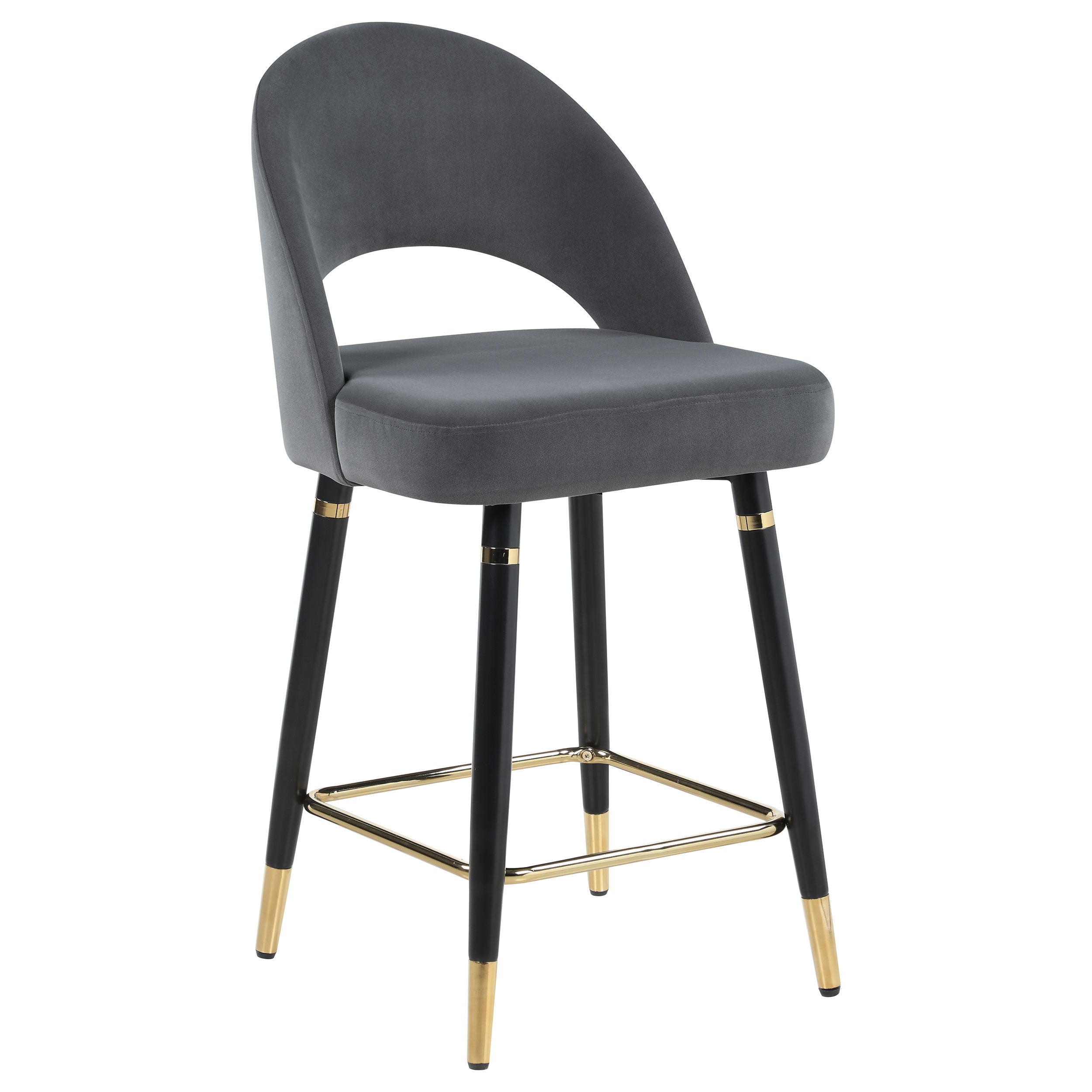 Lindsey Velvet Upholstered Counter Chair Black (Set of 2)