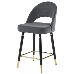 Lindsey Velvet Upholstered Counter Chair Black (Set of 2)