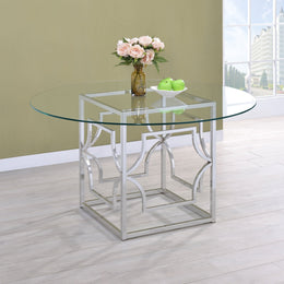 Starlight Round 54-inch Glass Top Metal Dining Table Brass