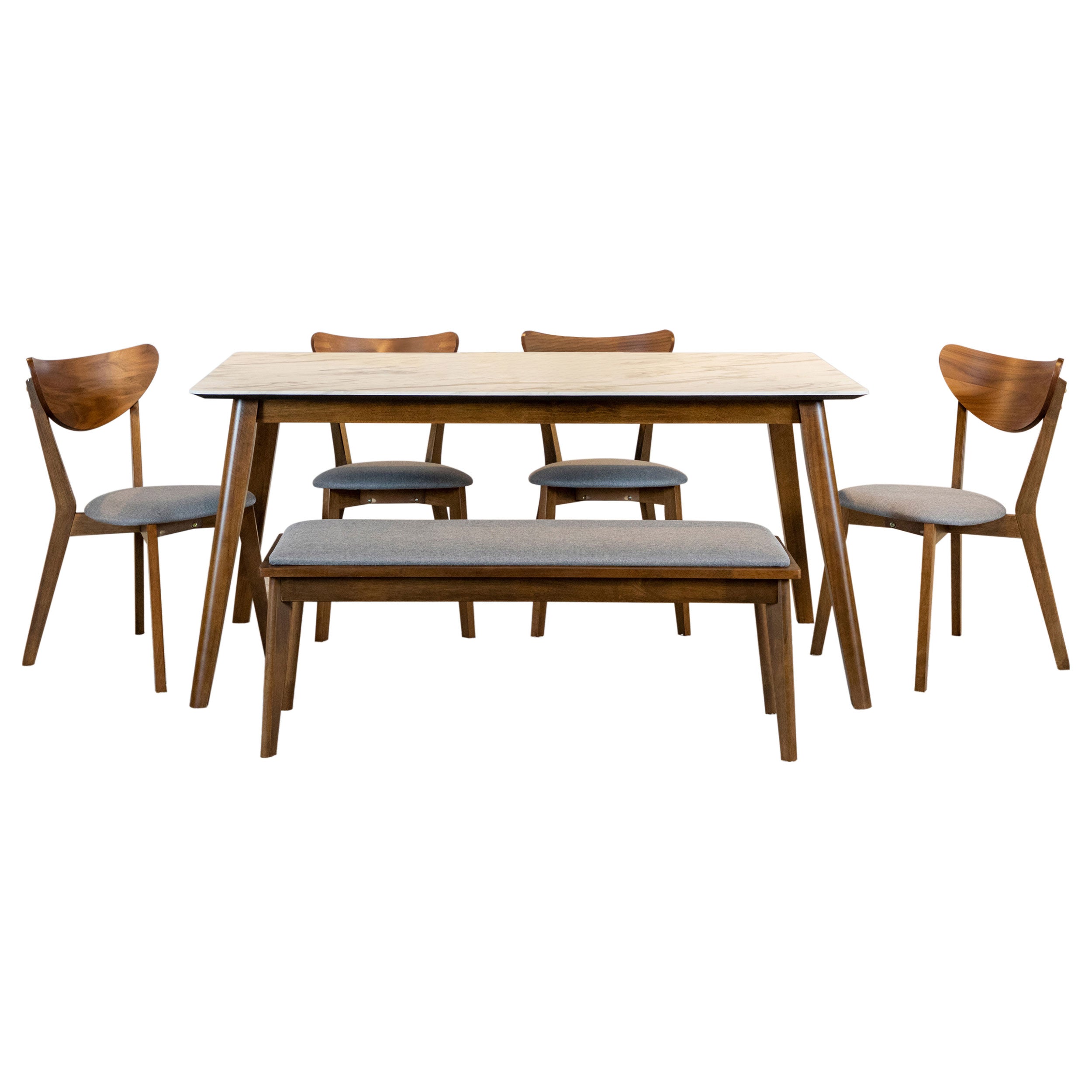 Everett Rectangular Dining Table Set Natural Walnut