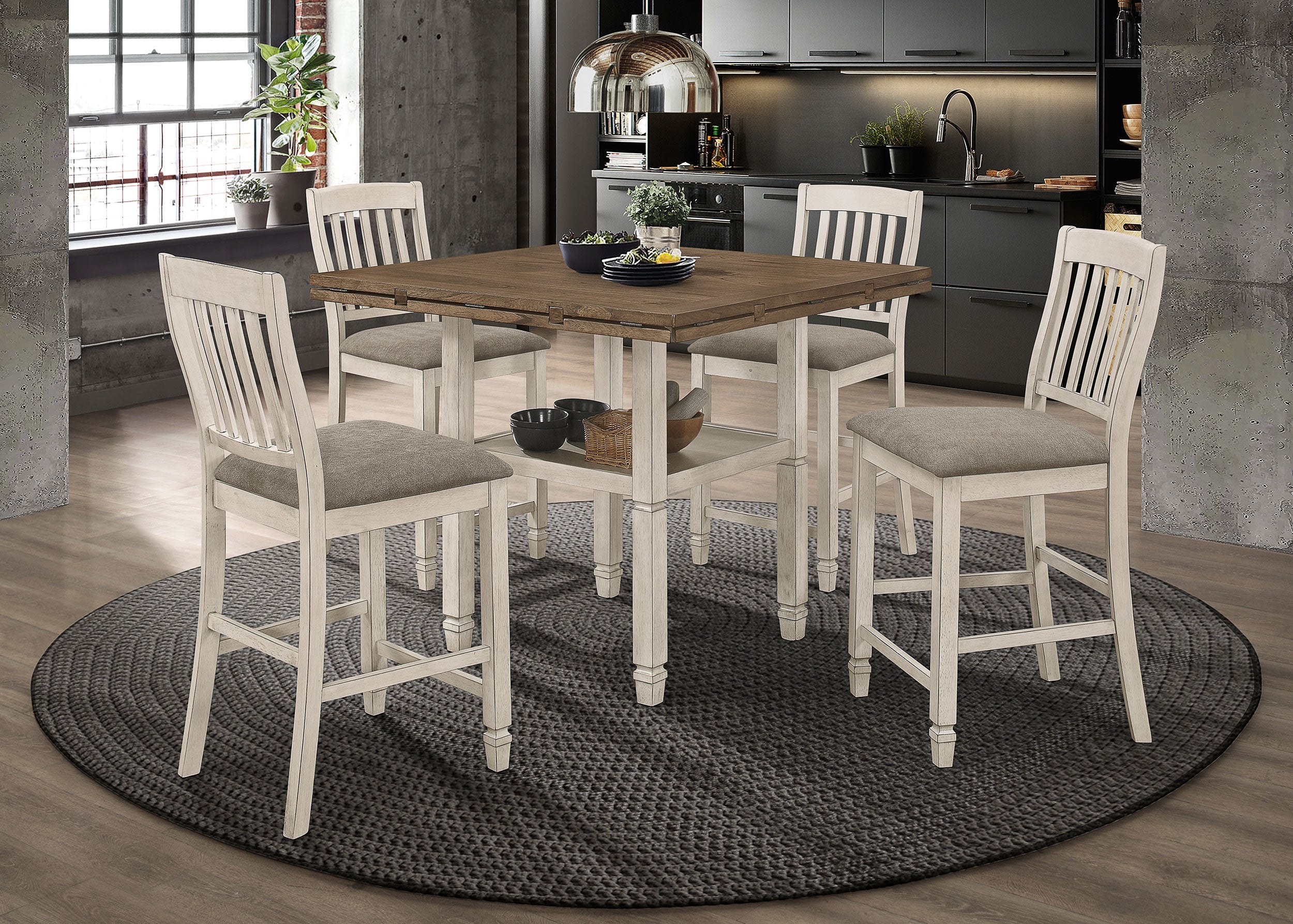 Sarasota Drop Leaf Counter Dining Set Rustic Cream