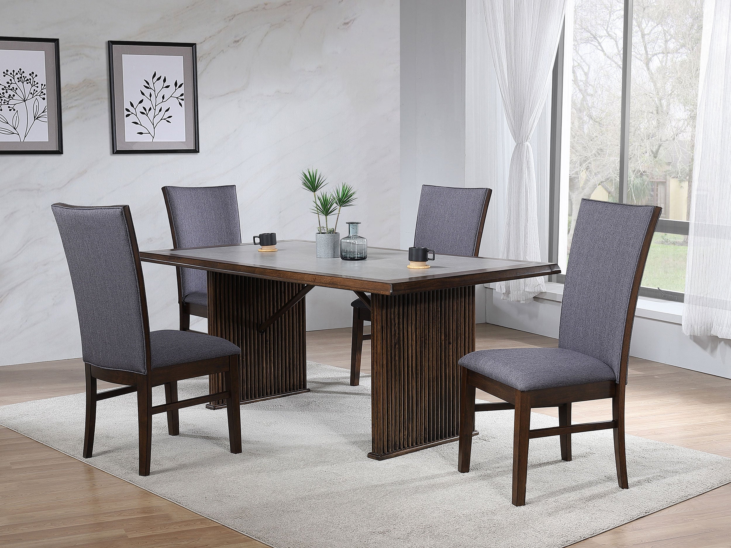 Sherwood Rectangular Dining Table Set Brown