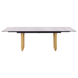 Vesa 97-inch Glass Top Extension Dining Table Beige