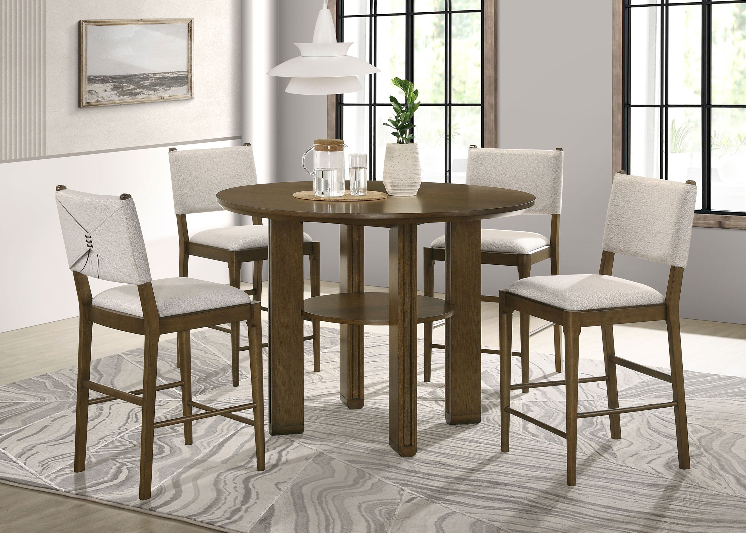 Ottowa Round Counter Height Dining Room Set Brown